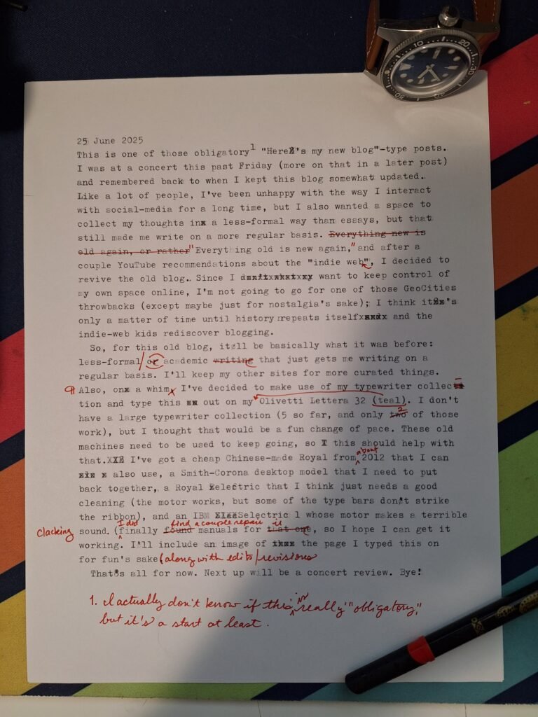 A type-written version of the blog-post above with edits/revisions in red pen.